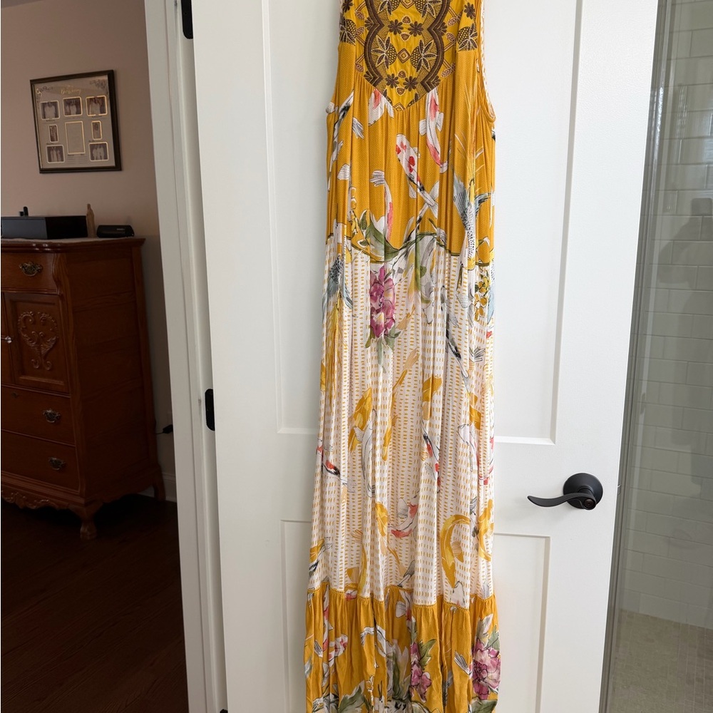 Anthropologie Yellow Floral Maxi Dress